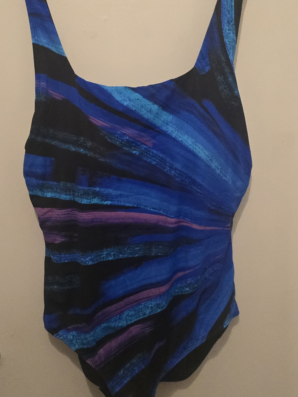 Blue & Purple Striped Women's Swim Bodysuit